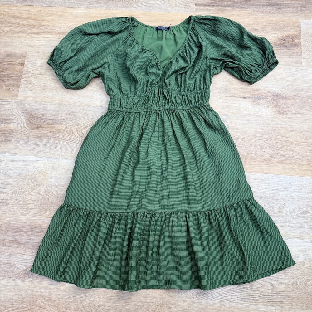 Vineyard Vines Martha's Vineyard Smocked Puff Sleeve Dress Women XS Tencel Blend